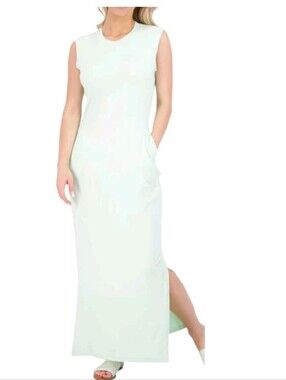 Real Essentials Green Long Tank Maxi T-Shirt Dress Pockets Women's Size 1X